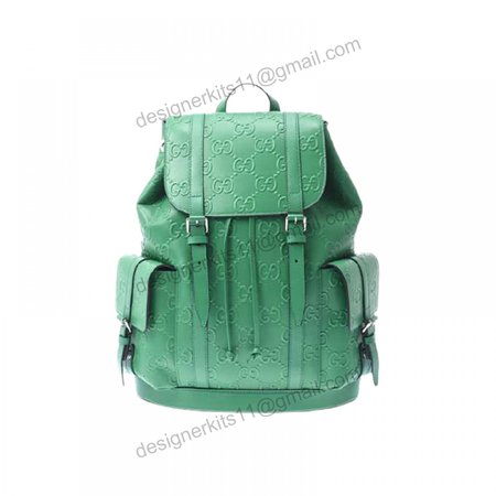 Gg Embossed Backpack In Green Leather GBP015