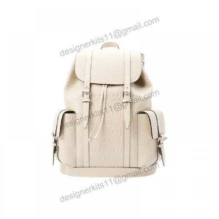 Gg Embossed Backpack In White Leather GBP013