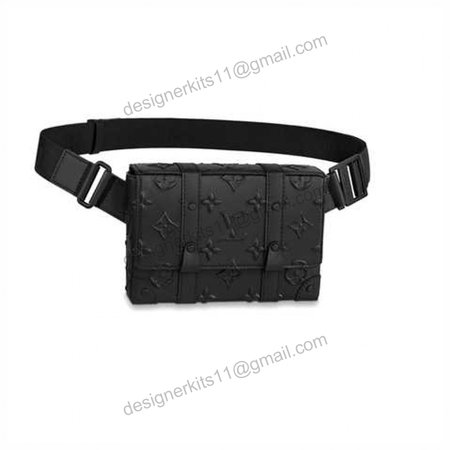 Trunk Slingbag Black Monogram Seal Cowhide Leather - LBB08