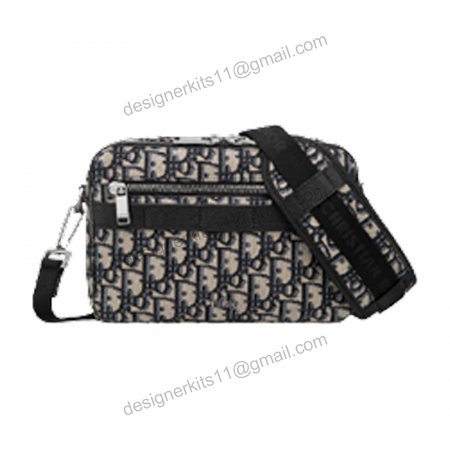 Safari Messenger Bag Beige and Black Dior Oblique Jacquard - DMB005