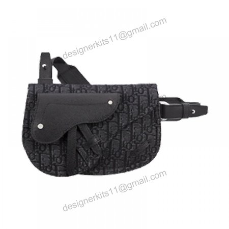 Saddle Pouch Black Dior Oblique Jacquard - DMB004