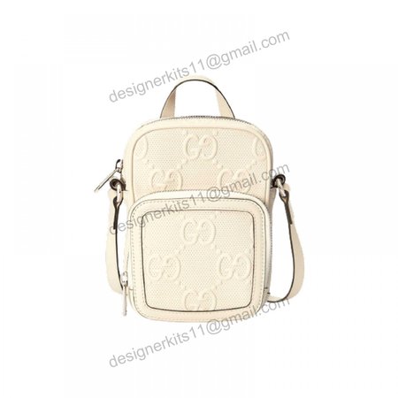 Gg Embossed Mini Bag In White Leather GMB016