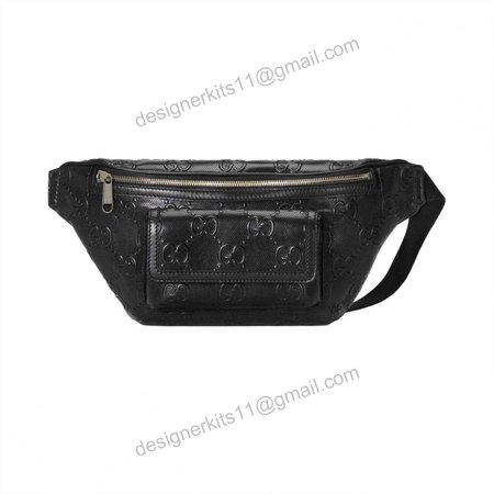 GG EMBOSSED BELT BAG IN BLACK GG EMBOSSED LEATHER - GBC14