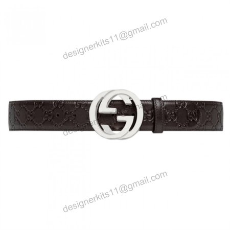 GUCCI BROWN GUCCISSIMA LEATHER INTERLOCKING GG BUCKLE BELT - B38