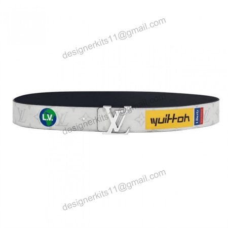 belt initiales reversible monogram logo story white - b130