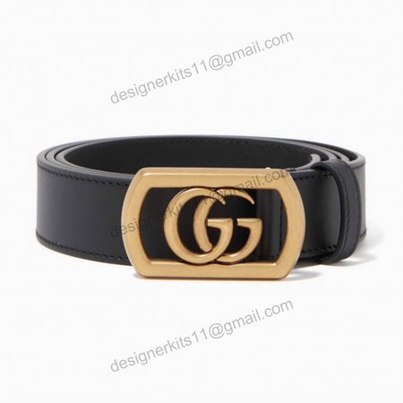 GUCCI BELT WITH FRAMED DOUBLE G BUCKLE - B8