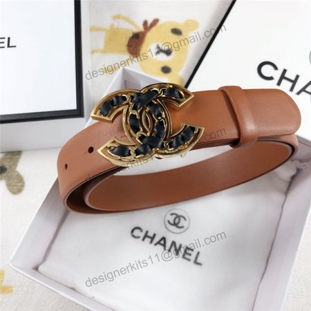 Chanel Leather Belt Buckle 30mm brown