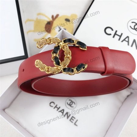 Chanel Leather Belt Buckle 30mm red