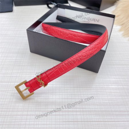 ysl crocodile grain top layer leather belt