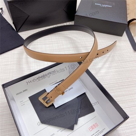 ysl logo leather belt