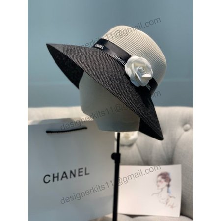 CC Big brim Camellia straw hat