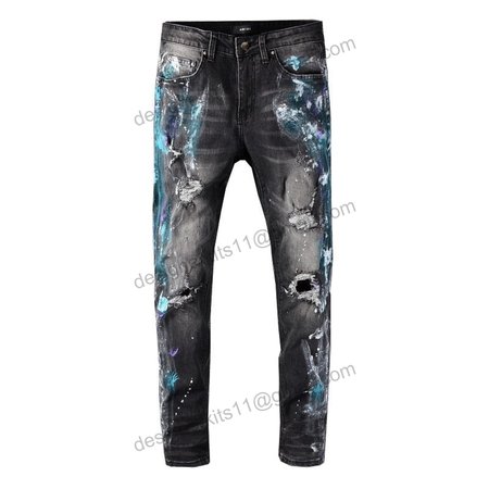 Amiri Blue Splatter Jeans Black