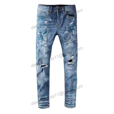 Amiri Blue Splatter Jeans Blue