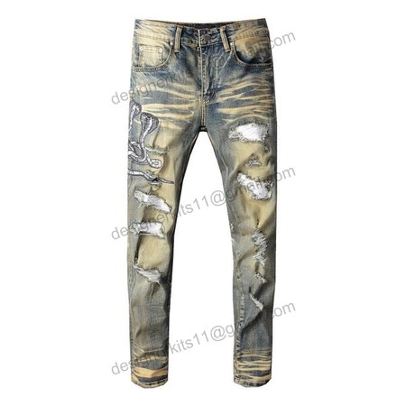 Amiri Blasted Cobra Jeans Yellow/Blue