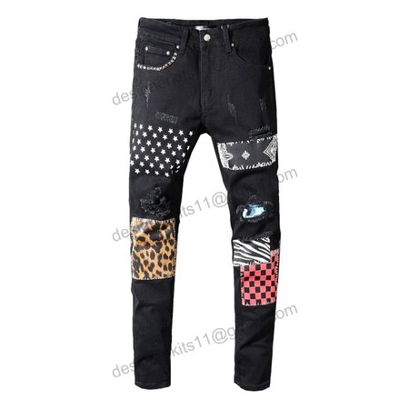 Amiri Camo Patch Jeans Black