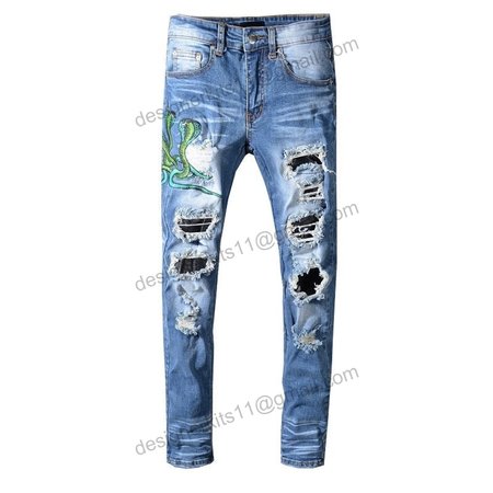 Amiri Cobra Jeans Light Blue / Green