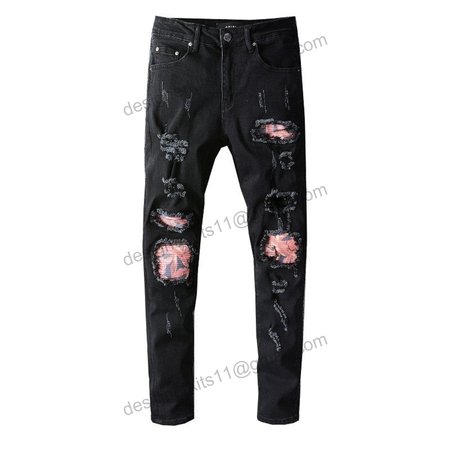 Amiri Design Rip Jeans Black/Red