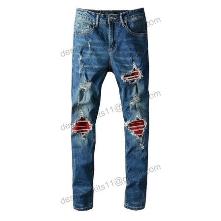 Amiri Design Rip Jeans Dark blue / Red