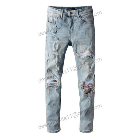 Amiri Design Rip Jeans Light Blue