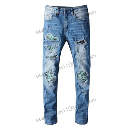 Amiri Design Rip Jeans Light Blue / Green