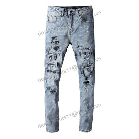 Amiri RhineStone Splatter Jeans Light Blue