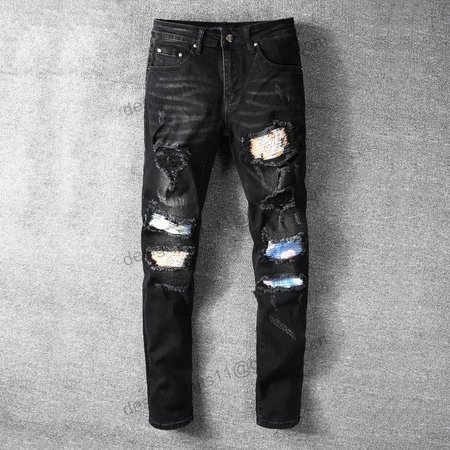 Amiri Rip Jeans Black / Blue / Orange