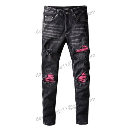 Amiri Rip Jeans Black / Pink