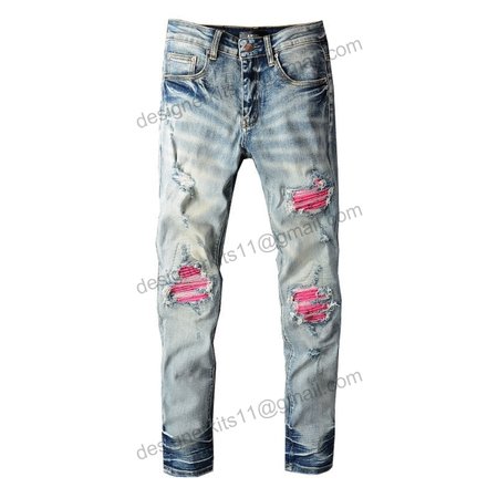 Amiri Rip Jeans Blue / Pink