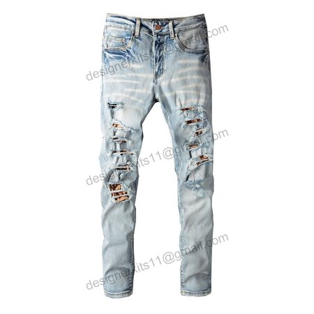 Amiri Ripped Design Jeans Light Blue