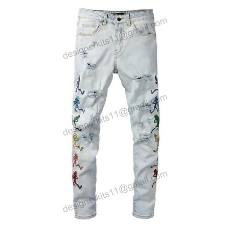 Amiri Skeleton Patch Jeans White