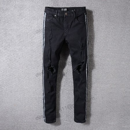 Amiri Striped Rip Jeans Black/Sliver