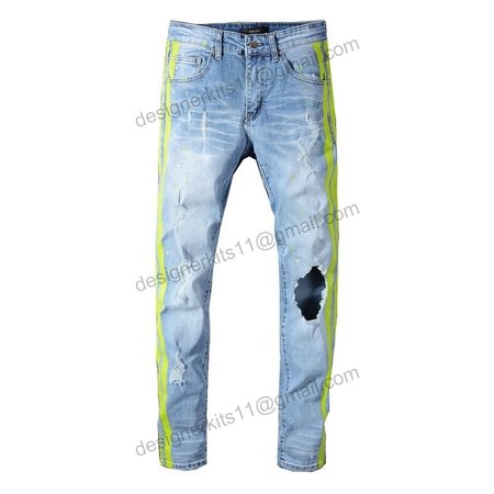 Amiri Stripes Rip Jeans Light Blue/Neon